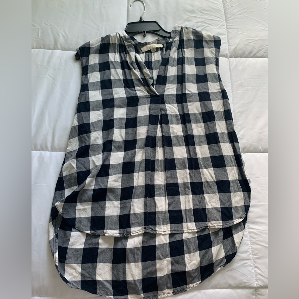 Loft Sleeveless Checkered Blouse